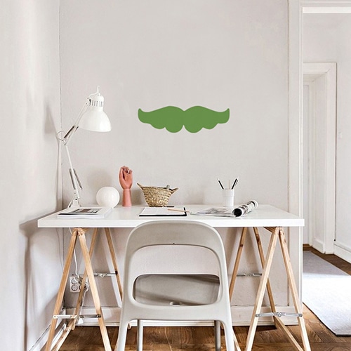 Sticker adhésif Moustache Verte bureau