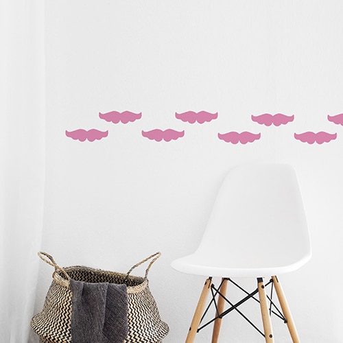 Stickers moustache rose frise pour murs de la maison