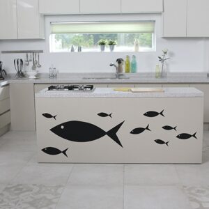 Stickers poissons noirs frise pour cuisine