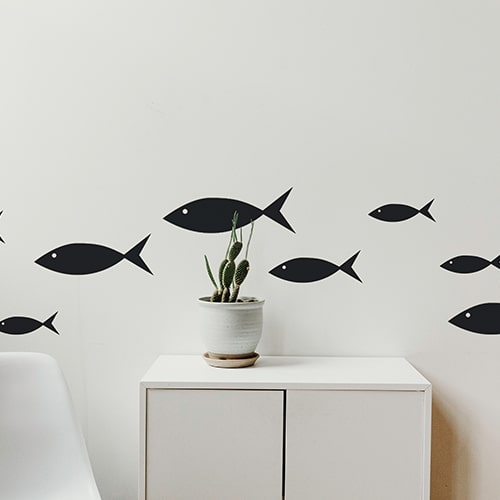 Stickers poissons noirs frise pour salon!