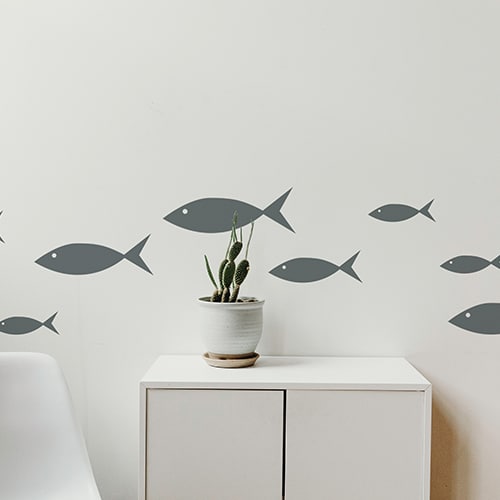 Stickers poissons gris foncé pour enfants frise pour salon