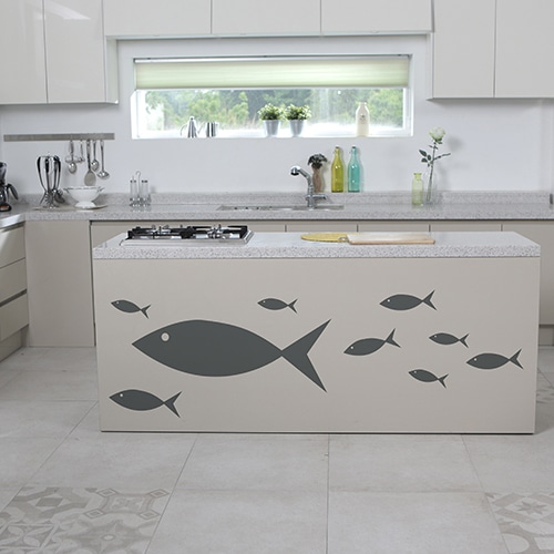 Stickers muraux pour cuisine poissons gris foncé