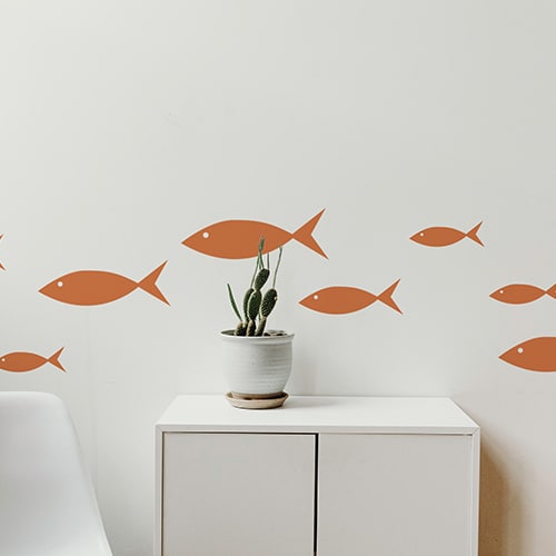 Stickers muraux poissons oranges frise dans salon