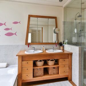 Stickers poissons roses pour enfant frises pour salle de bain