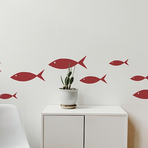 Stickers muraux frise pour enfants dans votre salon poissons rouges !