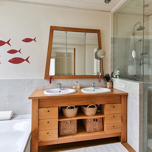 Sticker frise pour salle de bain Poissons rouges pour enfants !