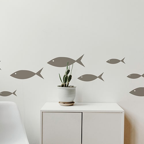 Stickers adhésifs Poisson Taupe enfants plante décorative