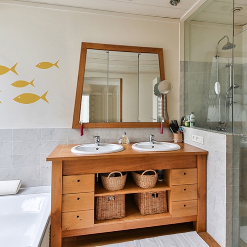 Stickers muraux pour salle de bain Poisson jaune