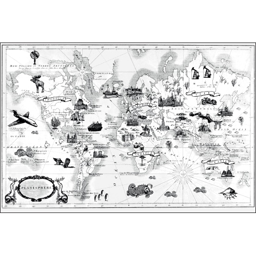 Sticker mural carte du monde rétro à colorier Sticker décoratif autocollant mural carte du monde rétro à colorier