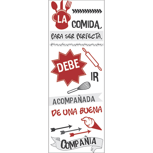 Sticker citation mural LA COMIDA élaboré Sticker élaboré rouge et noir LA COMIDA
