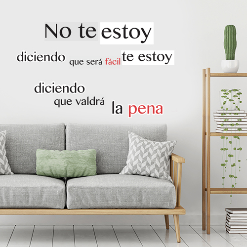 Salon moderne décoré avec un sticker WSH citation No Te Estoy