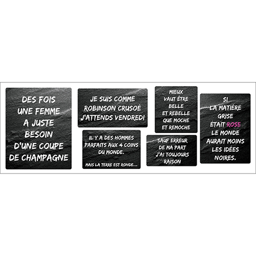 Sticker autocollant affiche noir et rose pour décoration d'intérieur