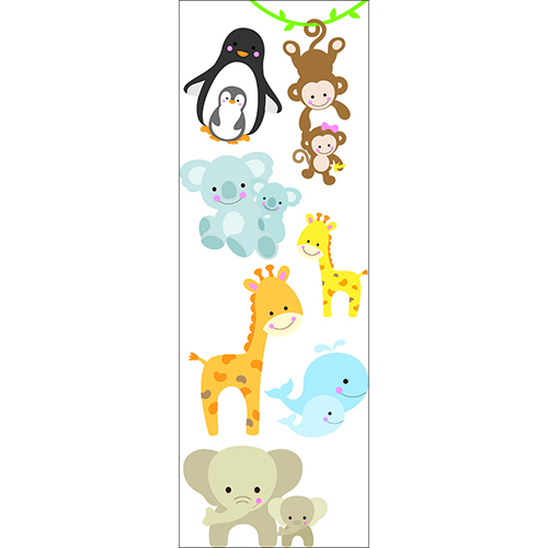 Sticker multicolore pour planche murale Animaux du monde