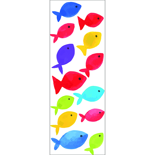 Sticker arc en ciel adhésif mural avec poissons