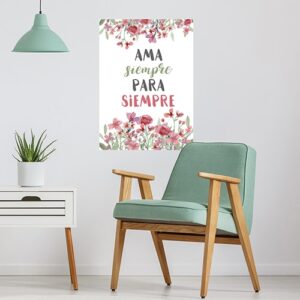 Sticker planche Ama siempre au dessus d'un fauteuil déco pour salon