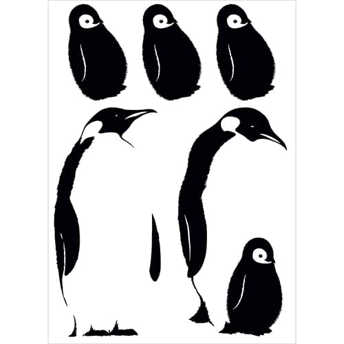 Sticker adhésif noir et blanc avec pingouins