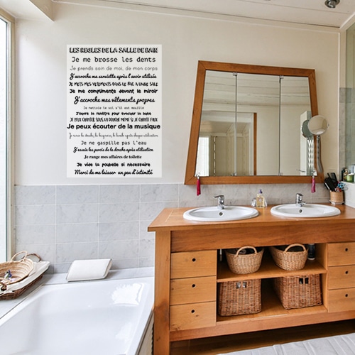 Sticker autocollant règle de la salle de bain à côté d'une vitre déco pour la salle de bain