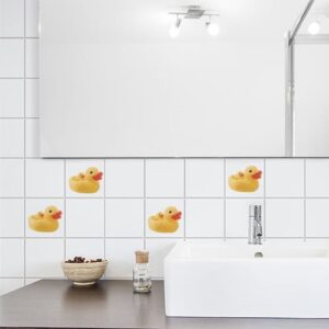 Sticker Canard Jaune décoration pour salle de bain baignoire blanche