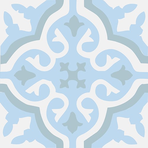 Sticker ciment fleur bleu, blanc et gris pour carrelage