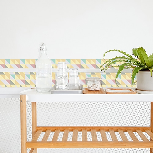 Adhésif déco effet scandinave pastel pour carrelage blanc pour salle à manger