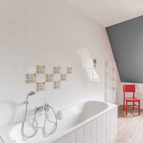 Autocollant pour décoration carrelage blanc effet scandinave de couleur pastel pour salle de bain