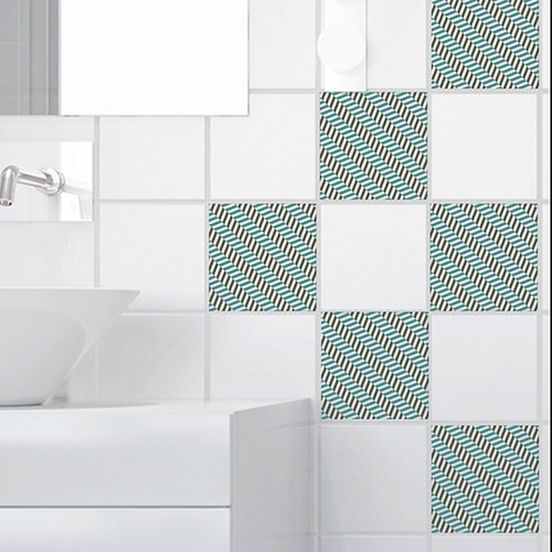 Stickers adhésifs pour carrelage déco effet Chevrons pour salle de bain