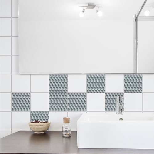 Adhésif décoration Nid d'abeille gris pour carrelage d'intérieur de salle de bain