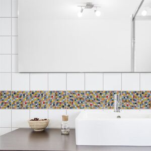 Autocollant Mosaique de couleurs décoration de carrelage blanc de salle de bain