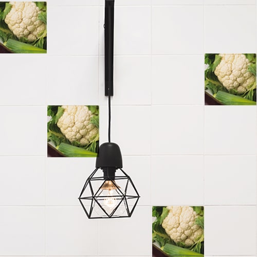 Autocollant déco Légumes verts pour carrelage blanc de cuisine