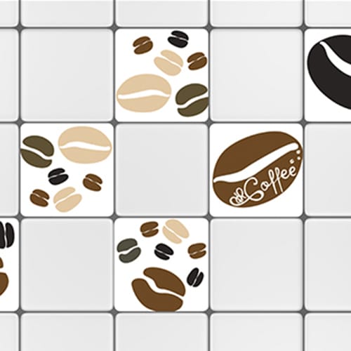 Sticker adhésif Coffee Time pour déco d'intérieur de carrelage blanc de cuisine