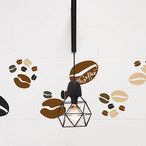 Stickers autocollant déco carrelage blanc effet Coffee Time pour cuisine