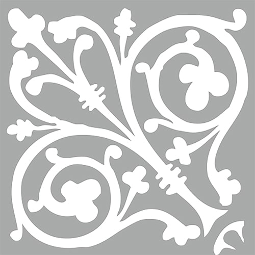 Stickers adhésif ciment baroque gris et blanc pour déco carrelage