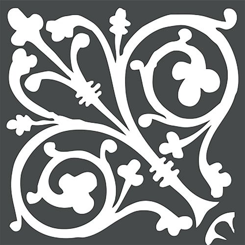 Stickers autocollant ciment baroque gris foncé et blanc pour décoration carrelage