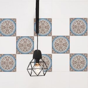 Autocollant décoration Baixa marron et bleu pour carrelage de cuisine