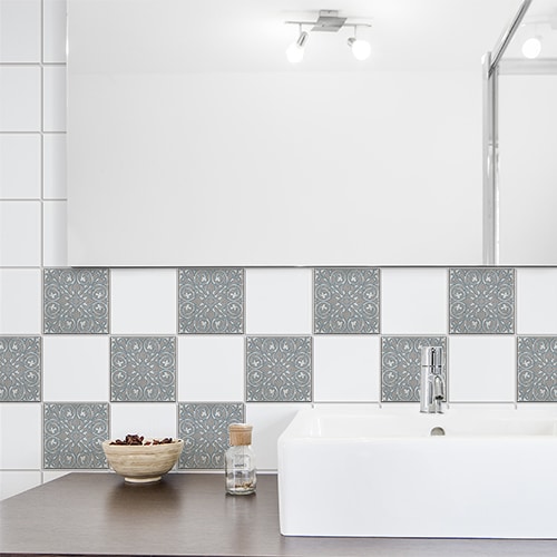 Autocollant déco carrelage gris Brescia pour salle de bain moderne