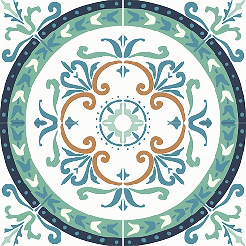 sticker adhésif déco intérieure vert et orange pour carrelage