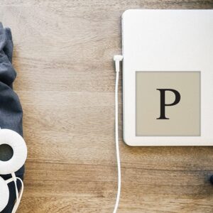 Autocollant "P" beige et noir de l'alphabet pour déco d'ordinateur portable