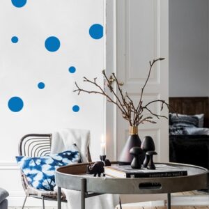 Adhésif décoration pour mur de salon rond bleu