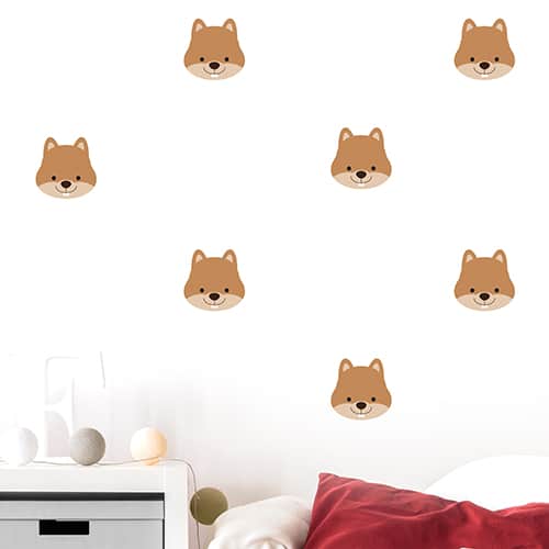 Autocollant pour chambre d'enfant mur blanc sticker tête de castor