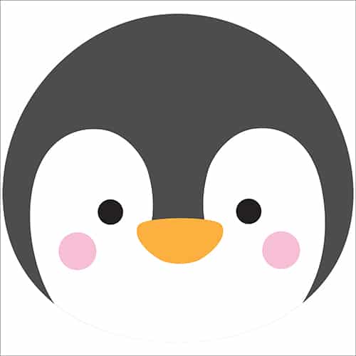 Sticker adhésif pour enfant tête de pingouin décoration des murs