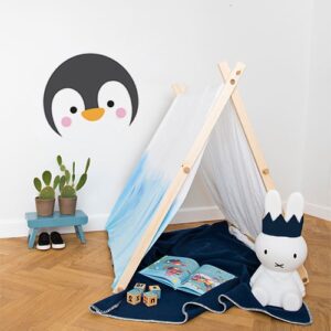 Adhésif tête de pingouin pour enfant décoration mur blanc de chambre