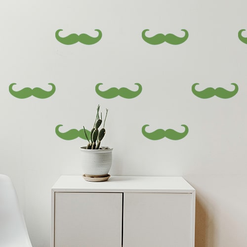 Petite frise de stickers muraux moustache en croc verte