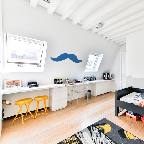 Autocollant géant épaisse moustache bleue