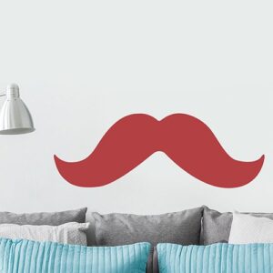 sticker géant mural moustache rouge dans une pièce