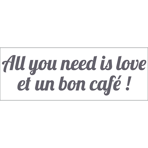 Sticker gris adhésif décoration citation amour pour cuisine