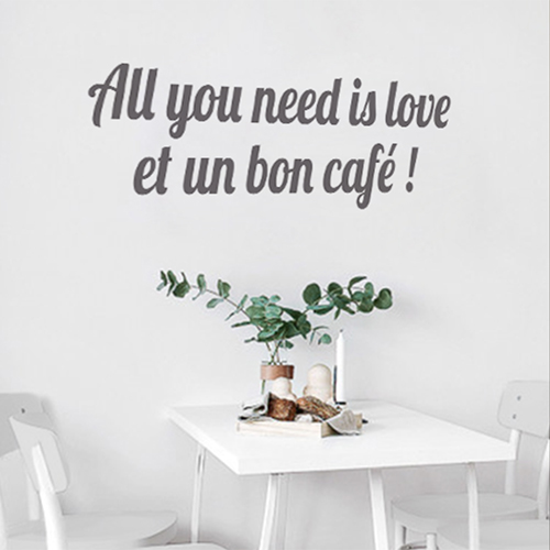 Autocollant mural gris citation amour décoration pour salle à manger mur blanc