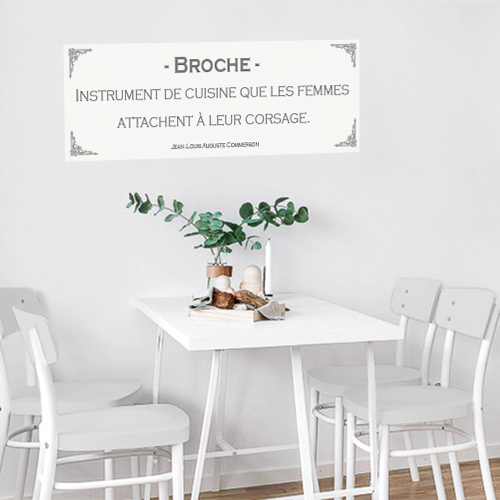 Autocollant pour mur gris de salle à manger décoration citation définition de broche