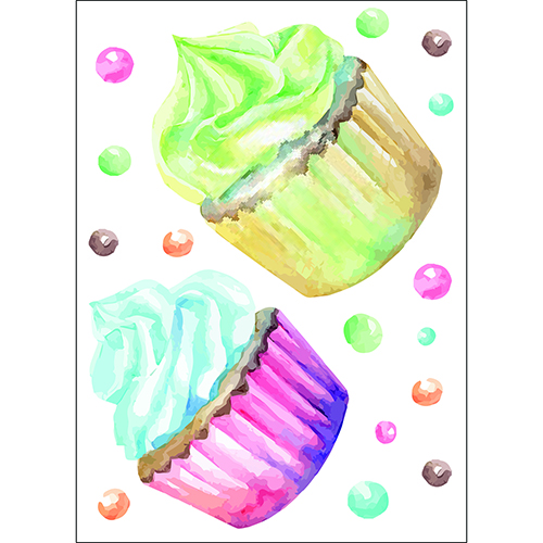 Sticker adhésif pour déco cuisine cupcakes colorés