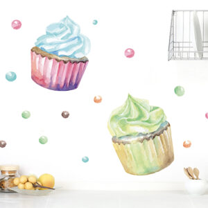 Adhésif stikcer cupcakes colorés pour décoration de cuisine