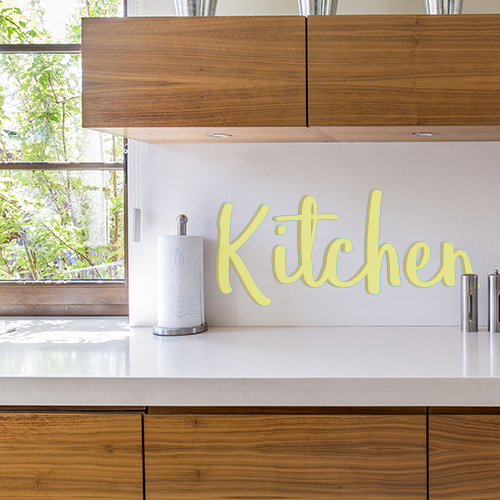 Sticker adhésif kitchen jaune pour crédence de cuisine moderne